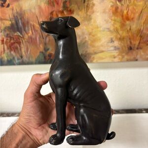 Vtg Art Deco Bronze Metal Sitting GREYHOUND WHIPPET Dog Figurine Sculpture 8"